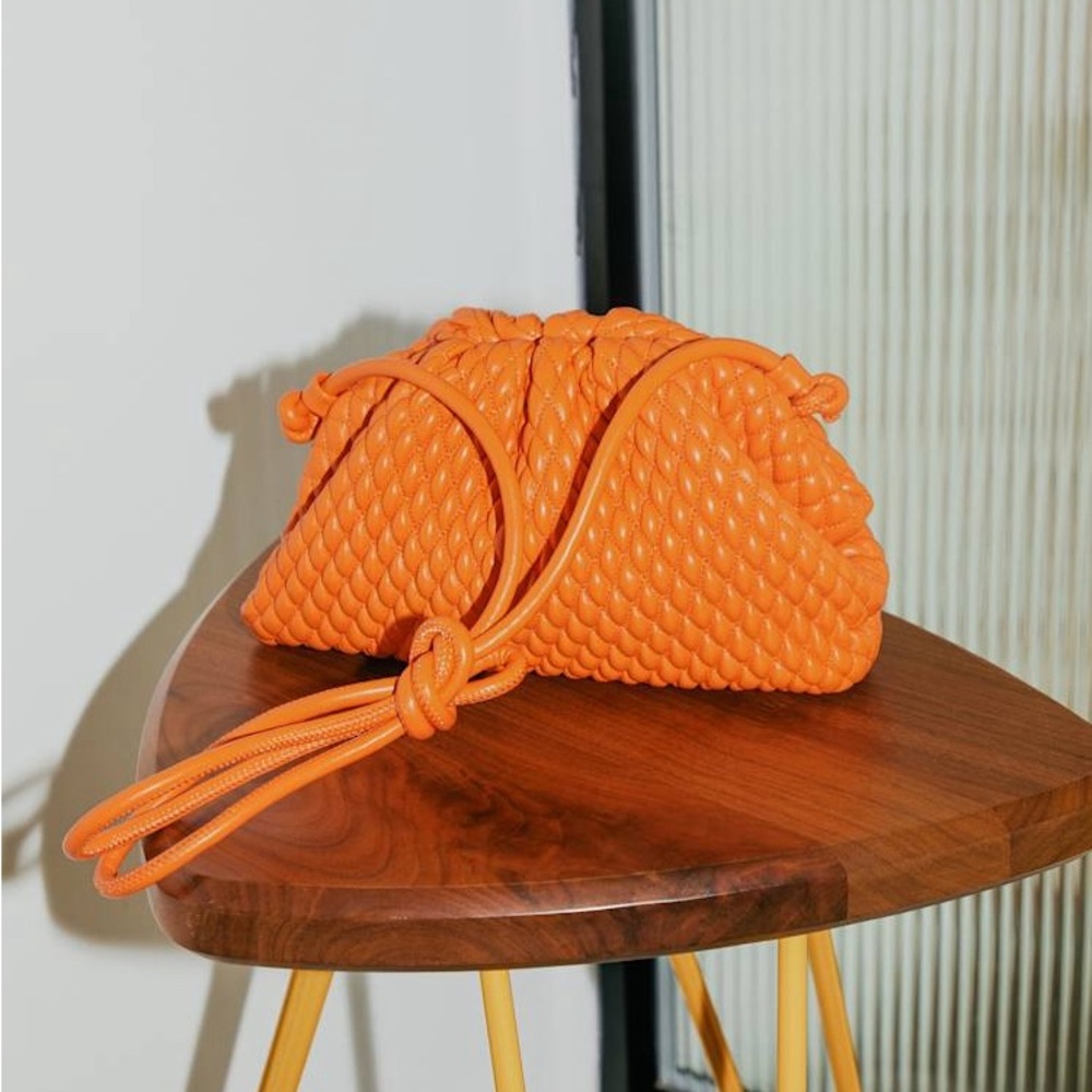 Urban Expressions Orange Braided Drawstring Clutch